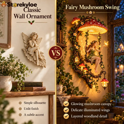 ✨last Day 49% Off✨🧚 Fairyglow™ – Lighted Woodland Fairy Mushroom Swing Wall Art - Mushrooms