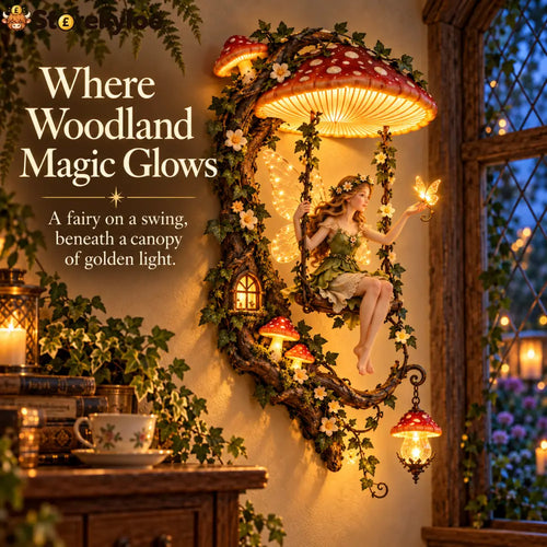 ✨last Day 49% Off✨🧚 Fairyglow™ – Lighted Woodland Fairy Mushroom Swing Wall Art - Mushrooms