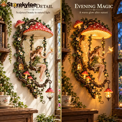 ✨last Day 49% Off✨🧚 Fairyglow™ – Lighted Woodland Fairy Mushroom Swing Wall Art - Mushrooms