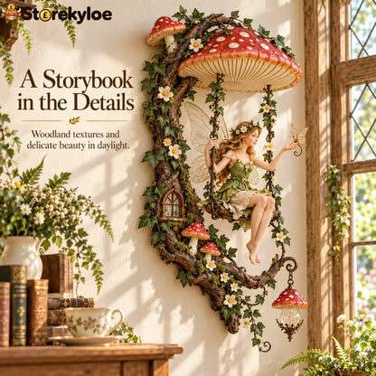 ✨last Day 49% Off✨🧚 Fairyglow™ – Lighted Woodland Fairy Mushroom Swing Wall Art - Mushrooms