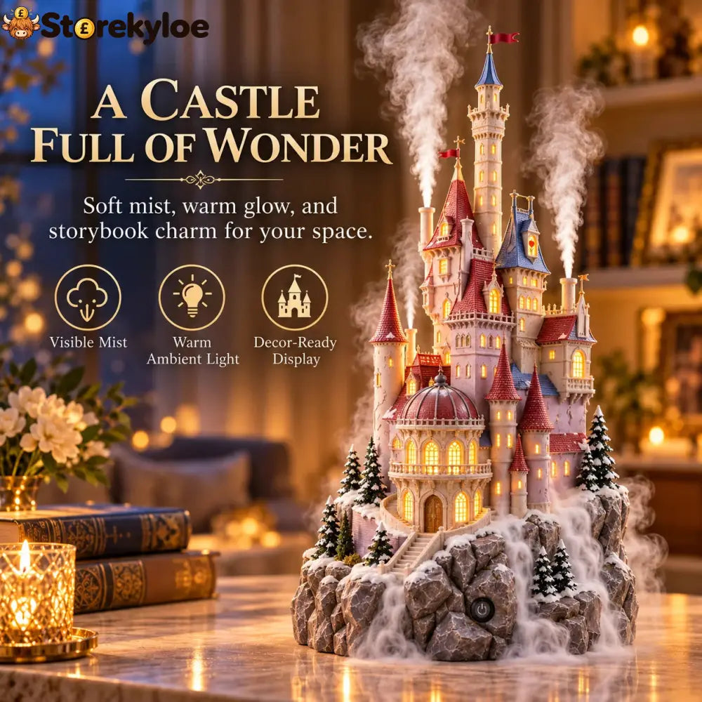 ✨LAST DAY 49% OFF-🏰 Fairytale Castle Humidifier – Magical Mist Glowing Windows & Storybook Home Decor - Romantic Pink
