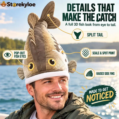 🔥Last day 70% OFF🐟 Funny 3D Fish Hat, Funny Fishing Gift for Anglers Lake Days & Parties