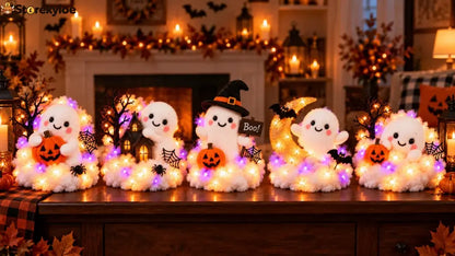 ⏳ Last Day 49% Off – 👻 Glowing Ghost Staircase Decor | 5 Playful Halloween Characters For Railings Mantels & Entryways 🎃