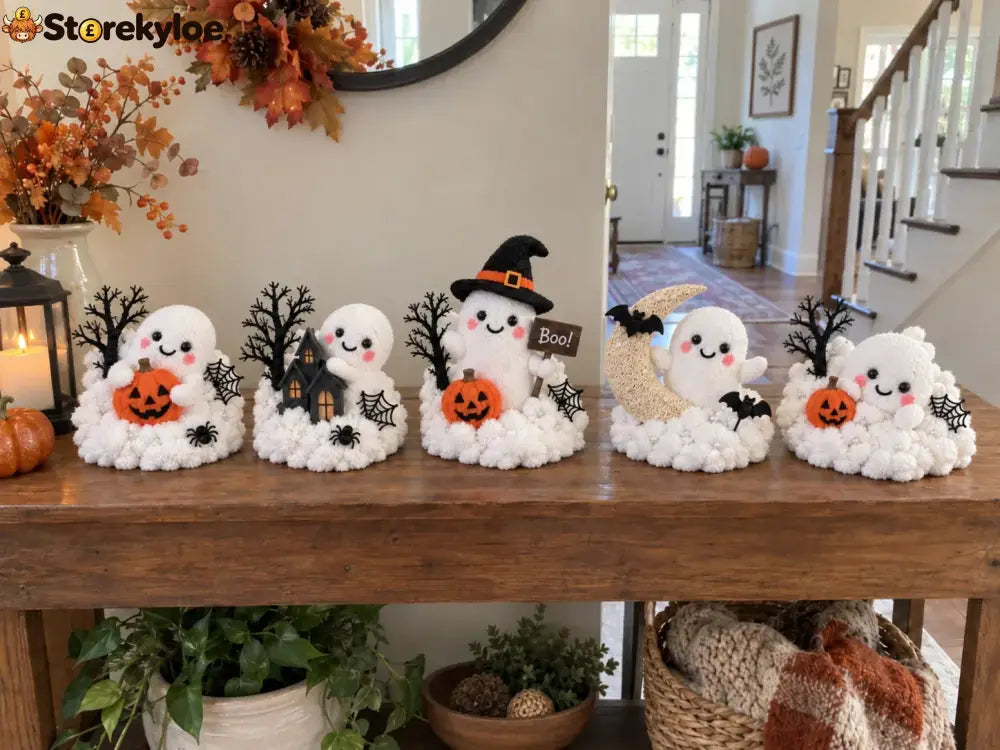 ⏳ Last Day 49% Off – 👻 Glowing Ghost Staircase Decor | 5 Playful Halloween Characters For Railings Mantels & Entryways