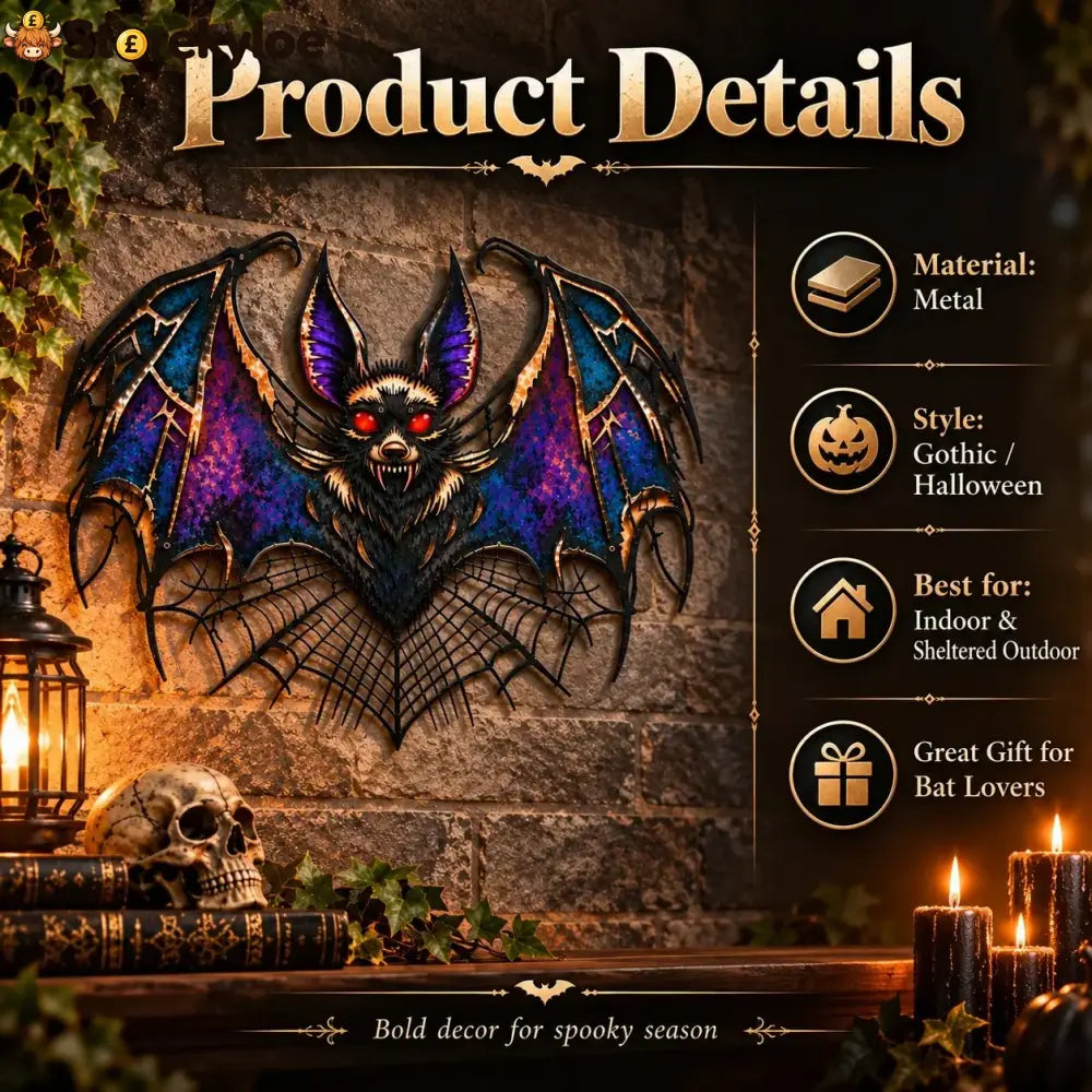 ⏰ LAST DAY 49% OFF - Gothic Vampire Bat Metal Wall Art