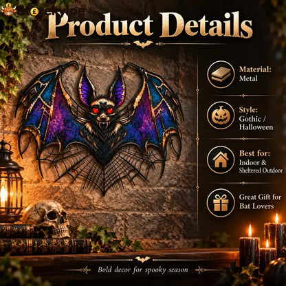 ⏰ LAST DAY 49% OFF - Gothic Vampire Bat Metal Wall Art