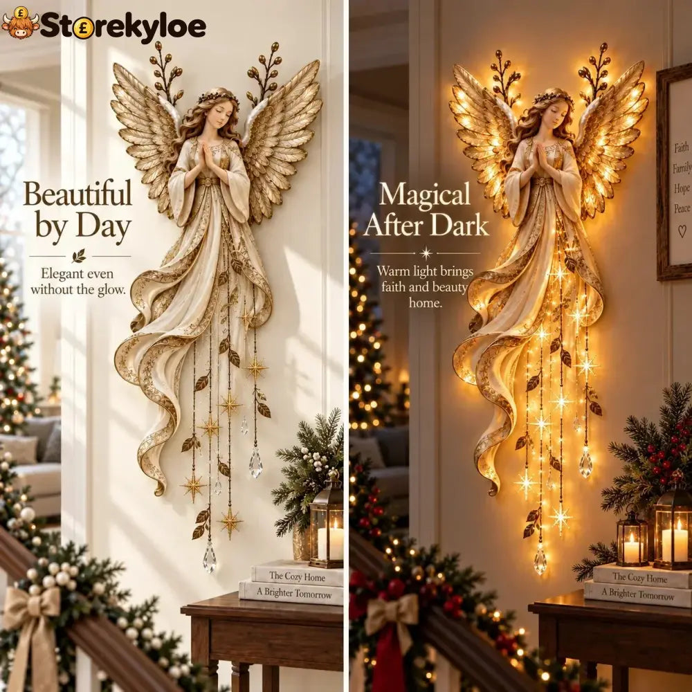 ✨Last Day 49% OFF✨Guardian Angel Starfall Cascade™ – Lighted Faith & Blessing Christmas Wall Decor✨