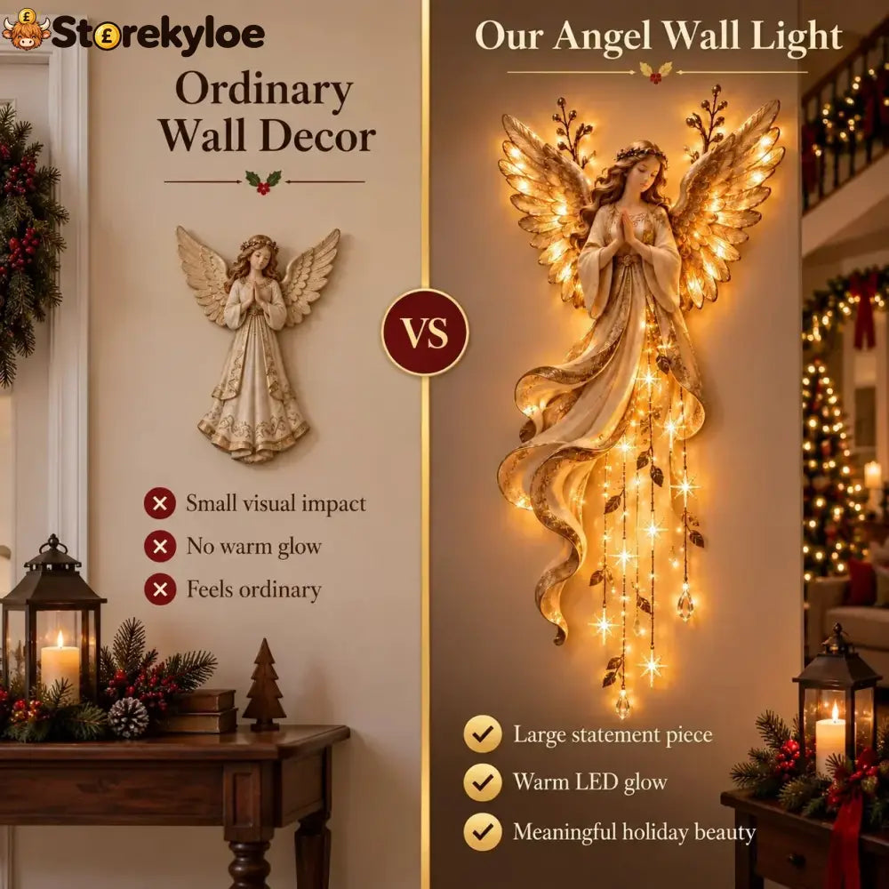 ✨Last Day 49% OFF✨Guardian Angel Starfall Cascade™ – Lighted Faith & Blessing Christmas Wall Decor✨