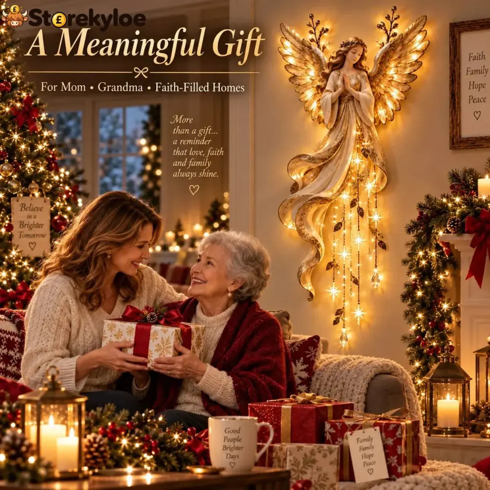 ✨Last Day 49% OFF✨Guardian Angel Starfall Cascade™ – Lighted Faith & Blessing Christmas Wall Decor✨