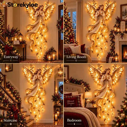 ✨Last Day 49% OFF✨Guardian Angel Starfall Cascade™ – Lighted Faith & Blessing Christmas Wall Decor✨