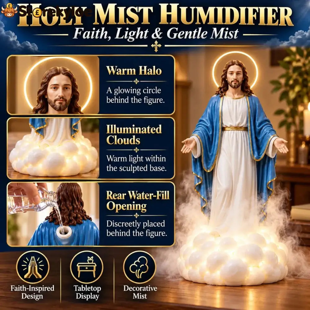 🎁 Last Day 49% Off✝️✨ Holy Mist Humidifier, Daytime Décor Evening Glow☁️💛