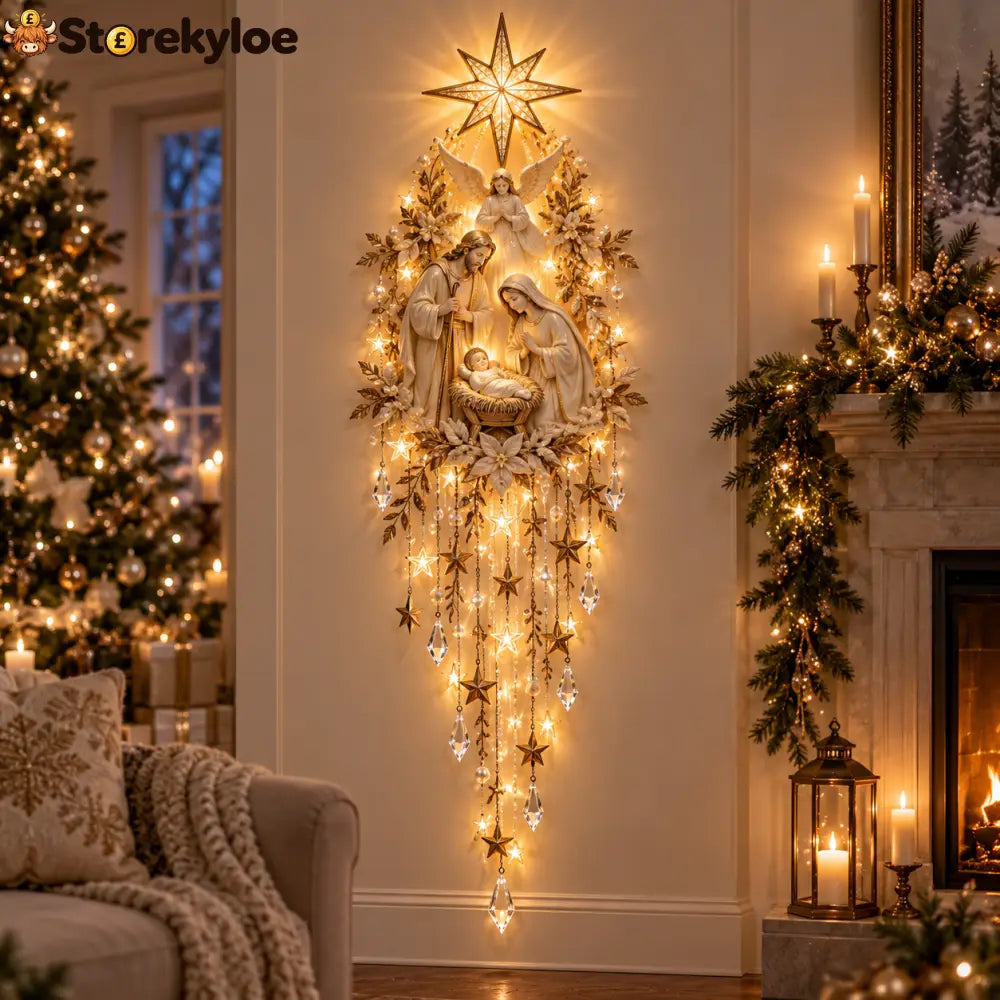 ✨Last Day 49% Off✝️Jesus Angel & Nativity Lighted Wall Light Décor - ⭐ Bethlehem Star Nativity