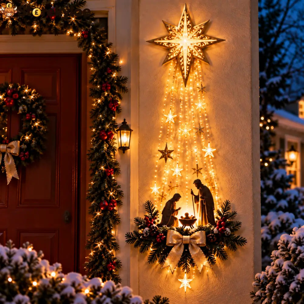 ✨Last Day 49% Off✝️Jesus Angel & Nativity Lighted Wall Light Décor - 📯 Bethlehem Star Heaven Trail