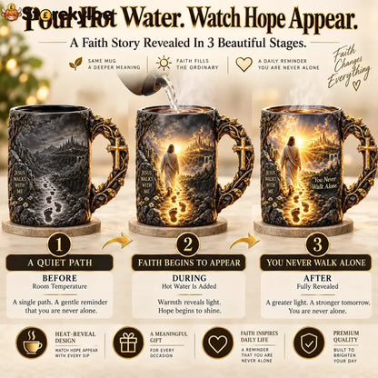 🔥Last Day 49% OFF🔥✝️ Jesus Walks With Me™ – Heat-Reveal Faith Mug | You Are Never Alone
