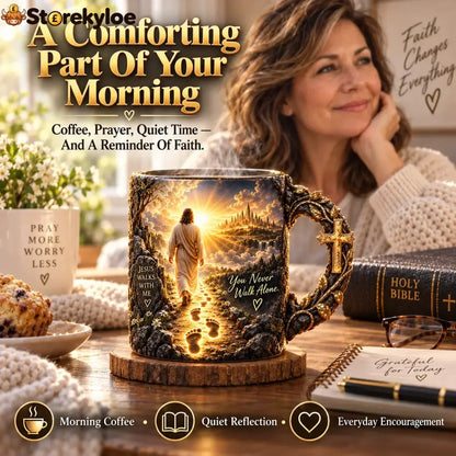 🔥Last Day 49% OFF🔥✝️ Jesus Walks With Me™ – Heat-Reveal Faith Mug | You Are Never Alone