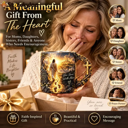 🔥Last Day 49% OFF🔥✝️ Jesus Walks With Me™ – Heat-Reveal Faith Mug | You Are Never Alone
