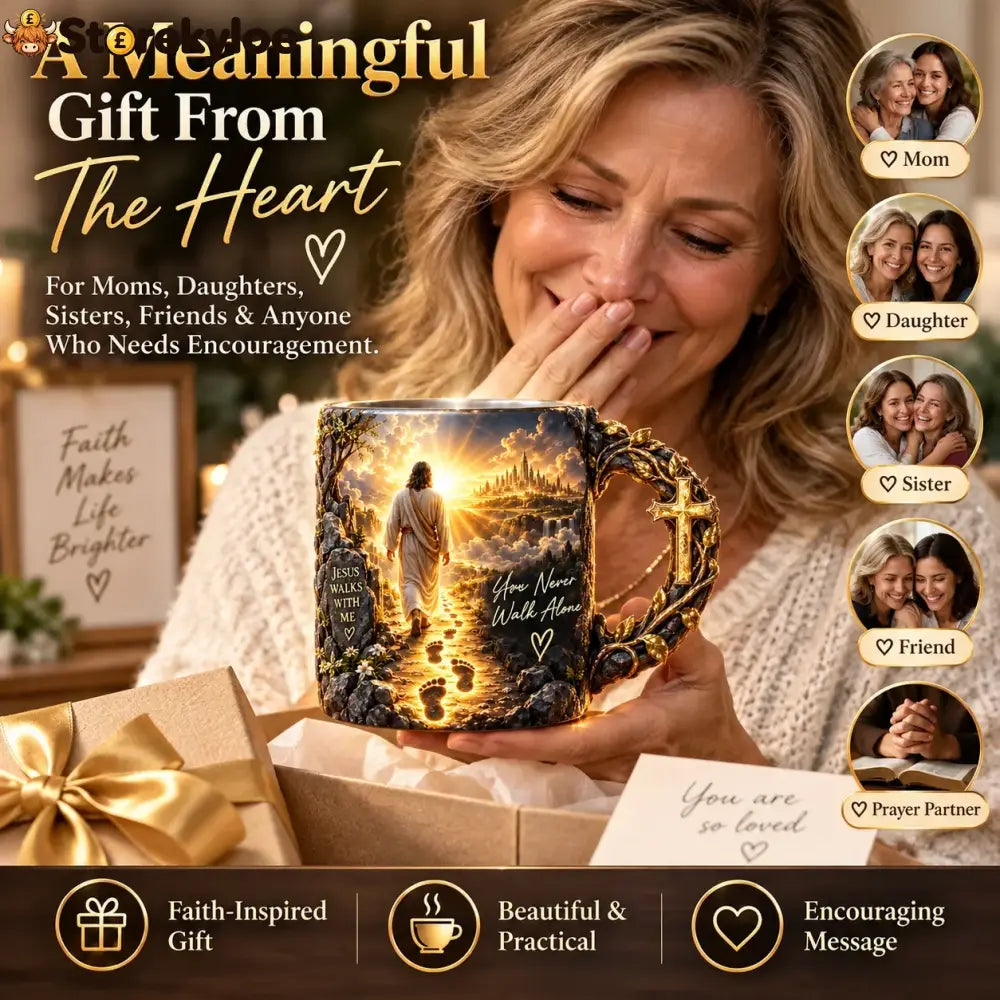 🔥Last Day 49% OFF🔥✝️ Jesus Walks With Me™ – Heat-Reveal Faith Mug | You Are Never Alone