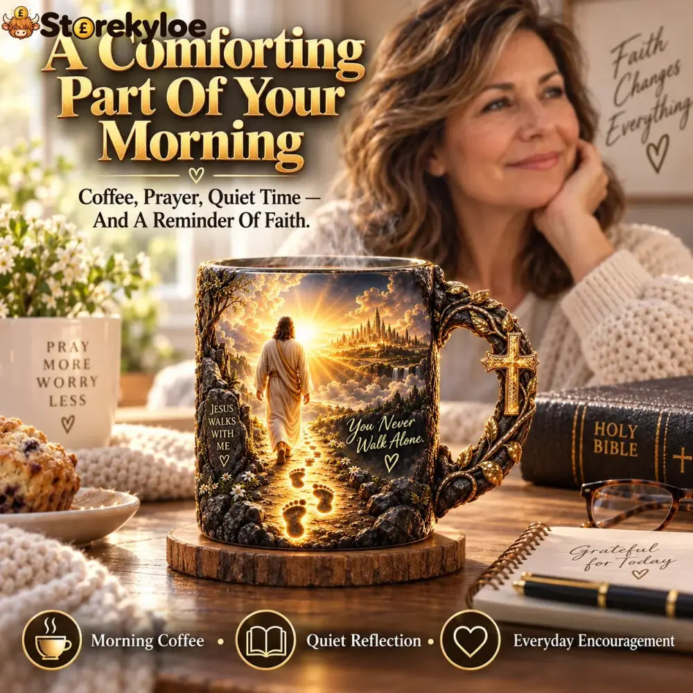🔥Last Day 49% OFF🔥✝️ Jesus Walks With Me™ – Heat-Reveal Faith Mug | You Are Never Alone