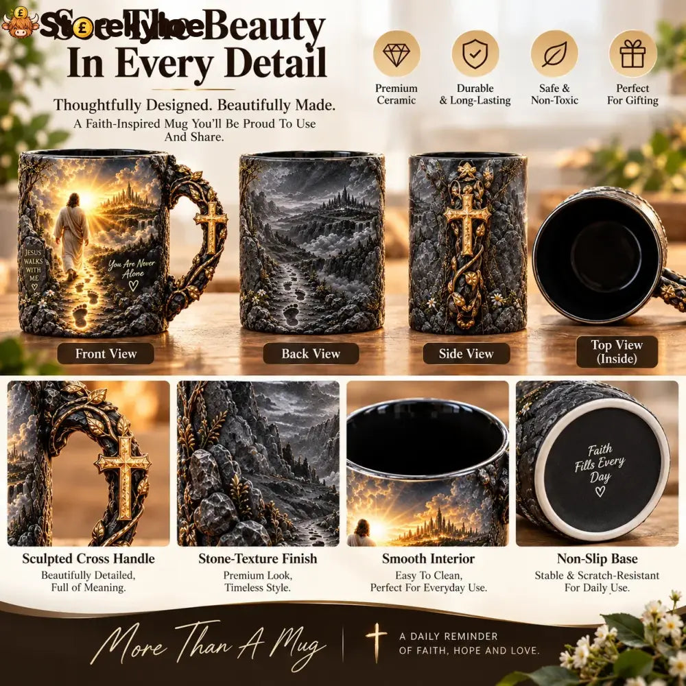 🔥Last Day 49% OFF🔥✝️ Jesus Walks With Me™ – Heat-Reveal Faith Mug | You Are Never Alone