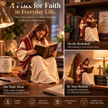 🎁Last Day 49% OFF ✝️Keep Faith Close – Jesus Reading the Bible Figurine - Buy 1