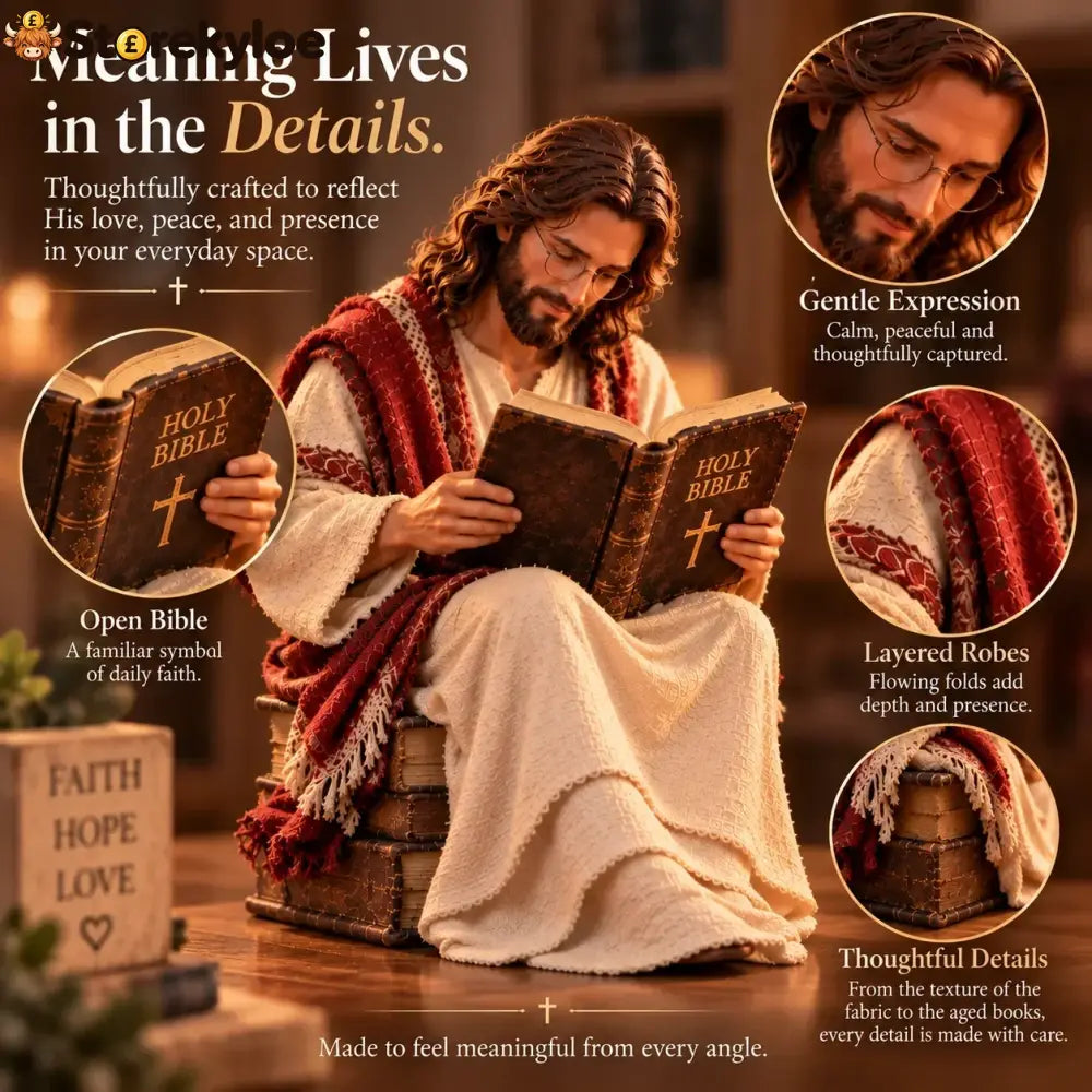 🎁Last Day 49% OFF ✝️Keep Faith Close – Jesus Reading the Bible Figurine - Buy 1
