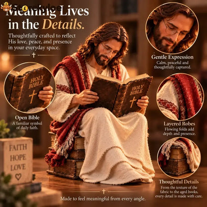 🎁Last Day 49% OFF ✝️Keep Faith Close – Jesus Reading the Bible Figurine - Buy 1