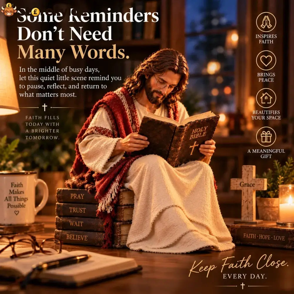 🎁Last Day 49% OFF ✝️Keep Faith Close – Jesus Reading the Bible Figurine - Buy 1