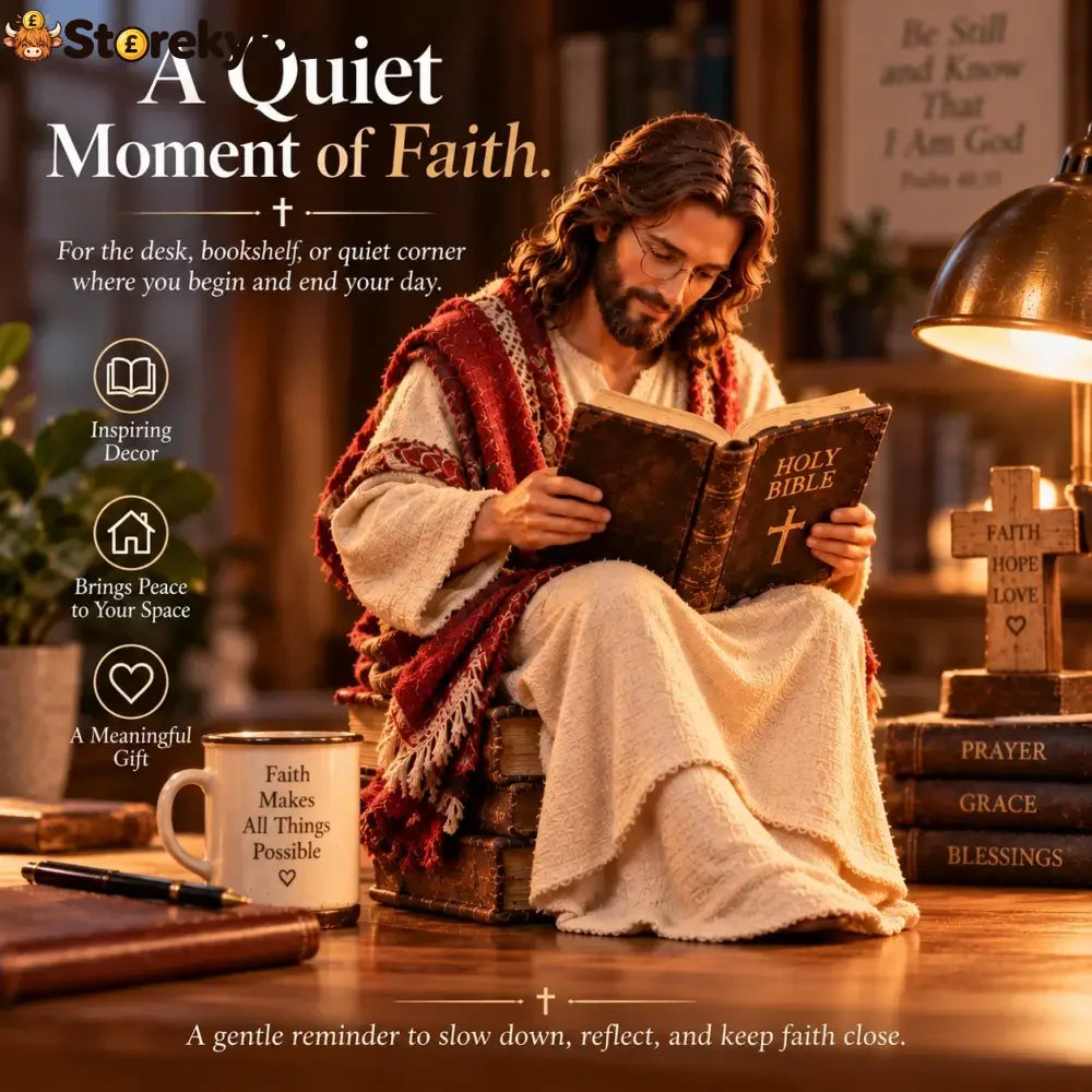 🎁Last Day 49% OFF ✝️Keep Faith Close – Jesus Reading the Bible Figurine - Buy 1