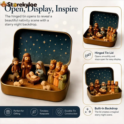 🎁Last Day 49% OFF🎄✝️Mini Christmas Nativity Set in a Tin Box