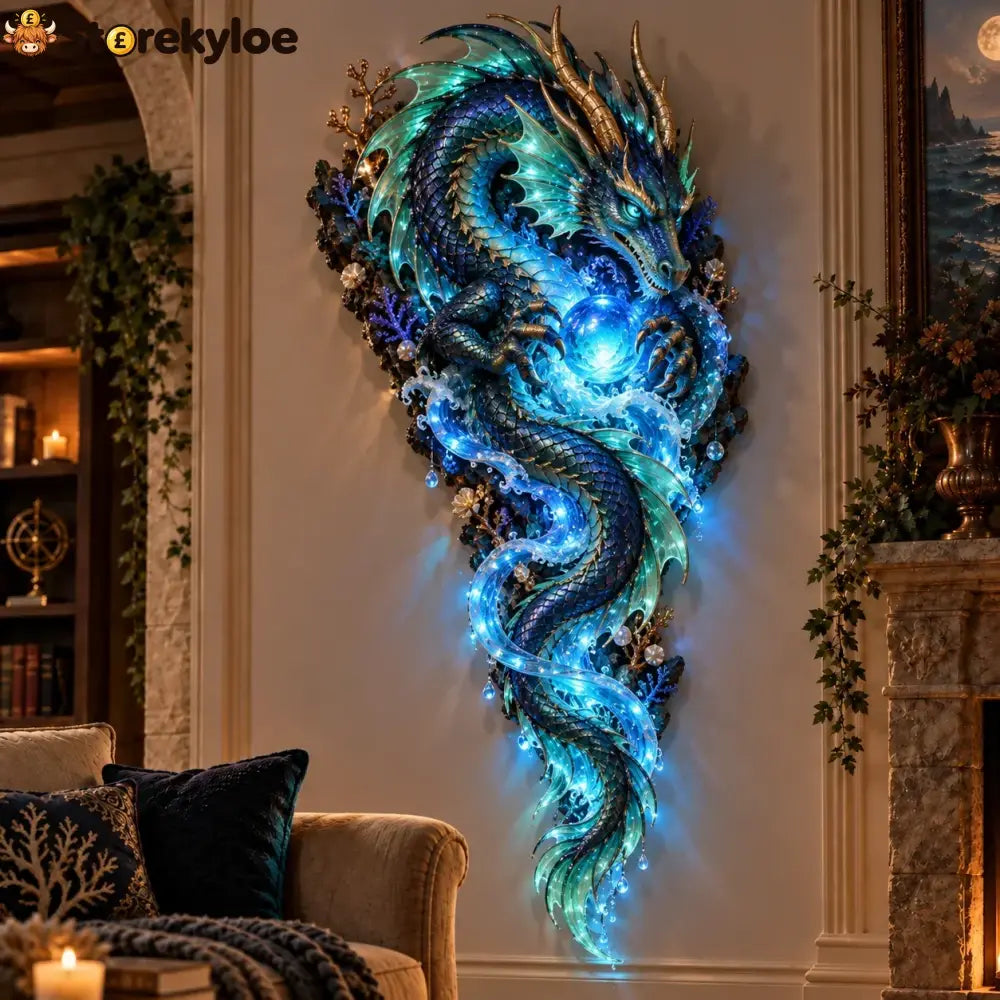 ✨Last Day 49% Off🔱👑Poseidon’s Ocean Kingdom🌊Illuminated Ocean Wall Sculpture Collection - 🐲 Deep-Sea Guardian Dragon