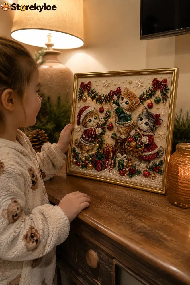 🎄🐾 LAST DAY 49% OFF – Premium 3D Pearl Christmas Kitty Art Kit | Luxury Flocked Canvas with Scratch-Resistant Non-Fading Pearl Beads DIY Holiday Decor 🎅🐱❄️