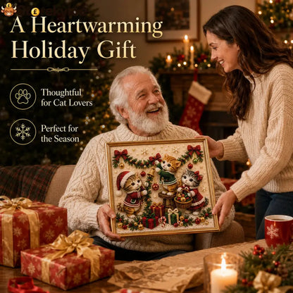 🎄🐾 LAST DAY 49% OFF – Premium 3D Pearl Christmas Kitty Art Kit | Luxury Flocked Canvas with Scratch-Resistant Non-Fading Pearl Beads DIY Holiday Decor 🎅🐱❄️