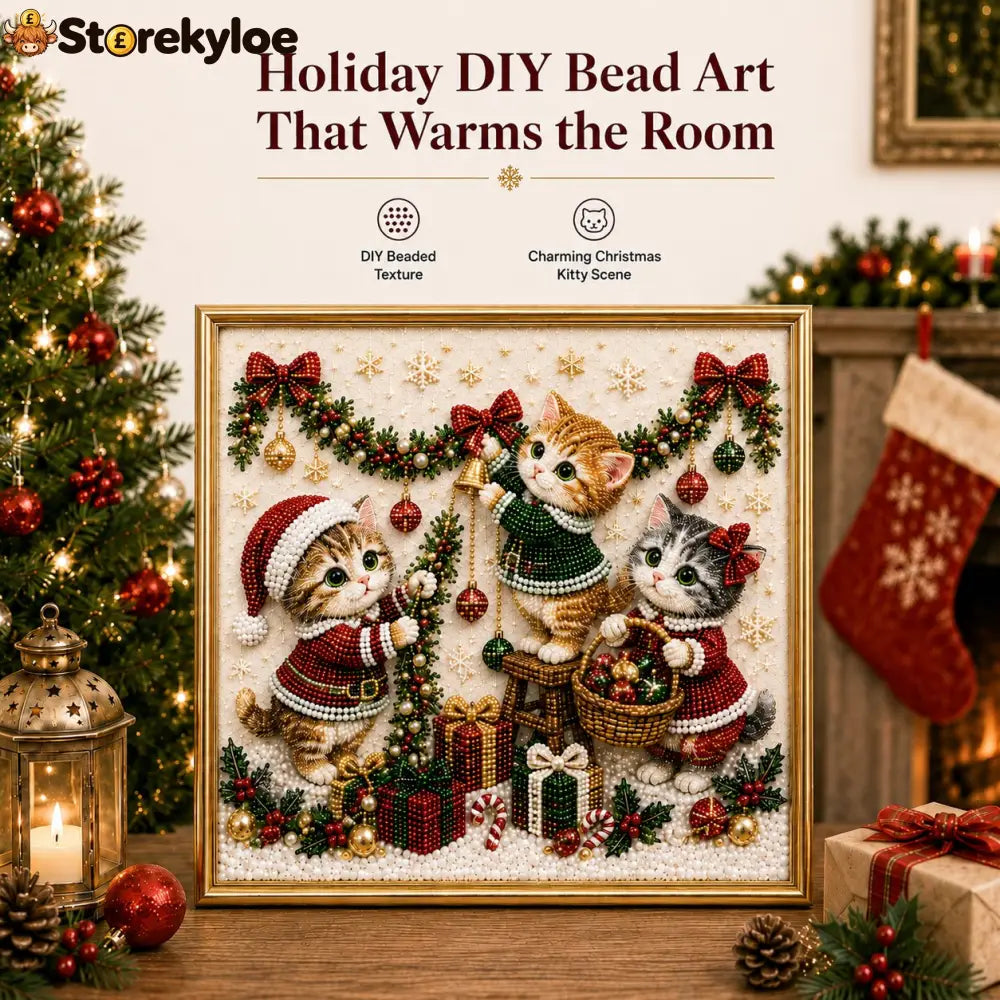 🎄🐾 LAST DAY 49% OFF – Premium 3D Pearl Christmas Kitty Art Kit | Luxury Flocked Canvas with Scratch-Resistant Non-Fading Pearl Beads DIY Holiday Decor 🎅🐱❄️