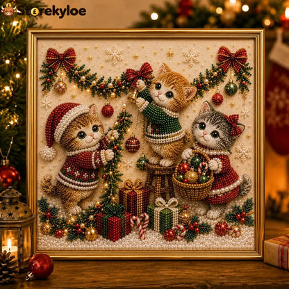 🎄🐾 LAST DAY 49% OFF – Premium 3D Pearl Christmas Kitty Art Kit | Luxury Flocked Canvas with Scratch-Resistant Non-Fading Pearl Beads DIY Holiday Decor 🎅🐱❄️
