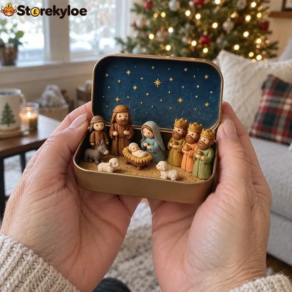 🔥Last Day 49% OFF - ✝️Religious Pocket-Size Mini Nativity Scene Set with Storage Box
