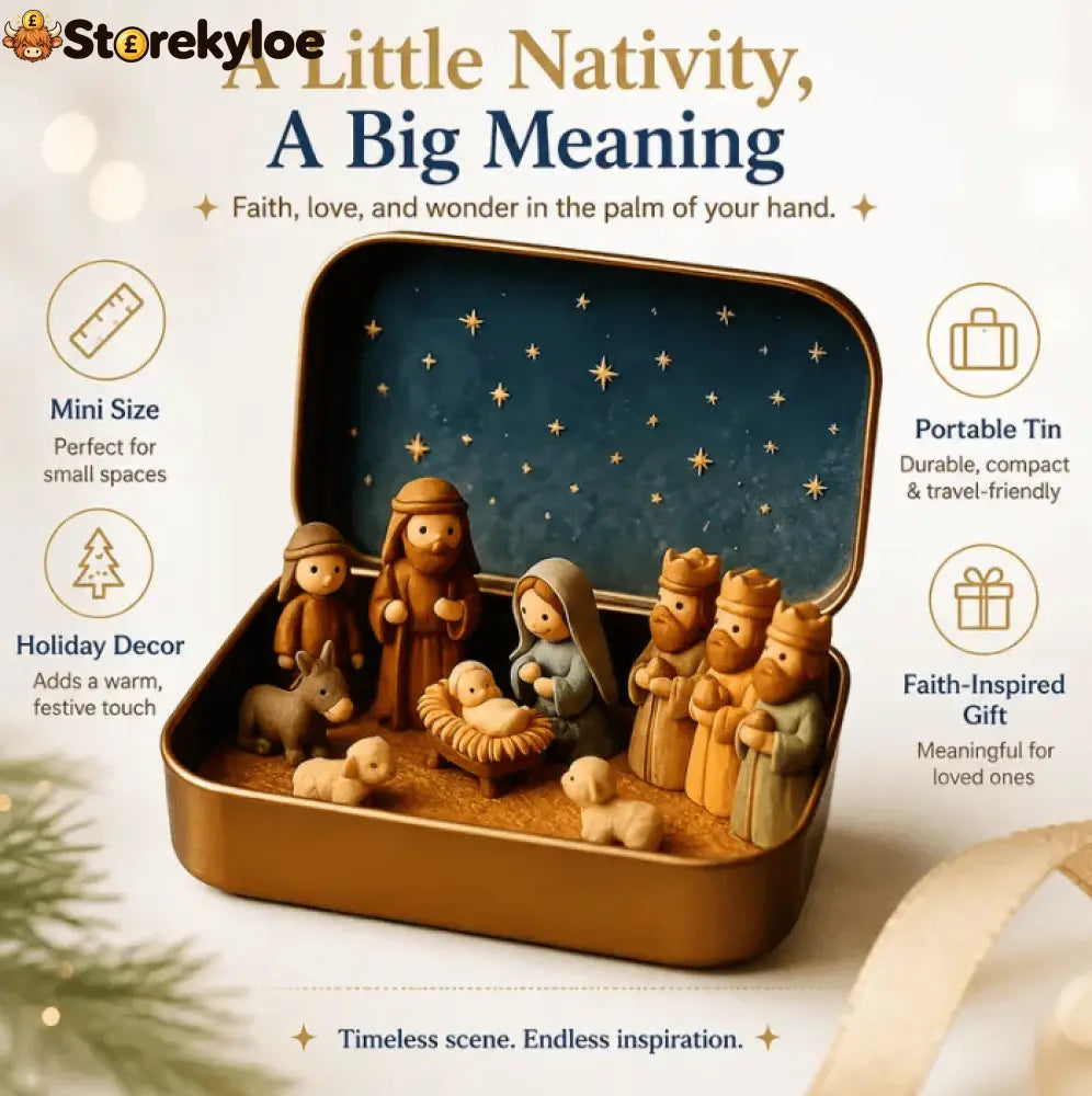 🔥Last Day 49% OFF - ✝️Religious Pocket-Size Mini Nativity Scene Set with Storage Box