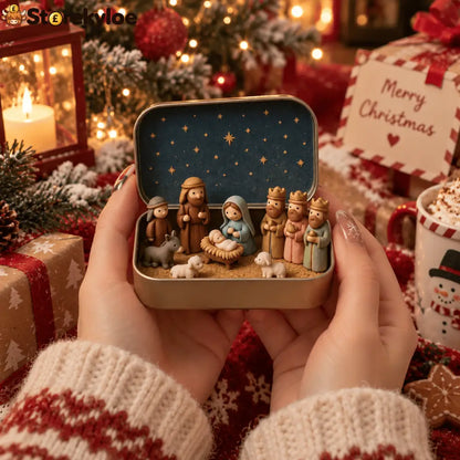 🔥Last Day 49% OFF - ✝️Religious Pocket-Size Mini Nativity Scene Set with Storage Box