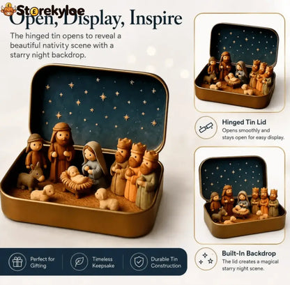 🔥Last Day 49% OFF - ✝️Religious Pocket-Size Mini Nativity Scene Set with Storage Box