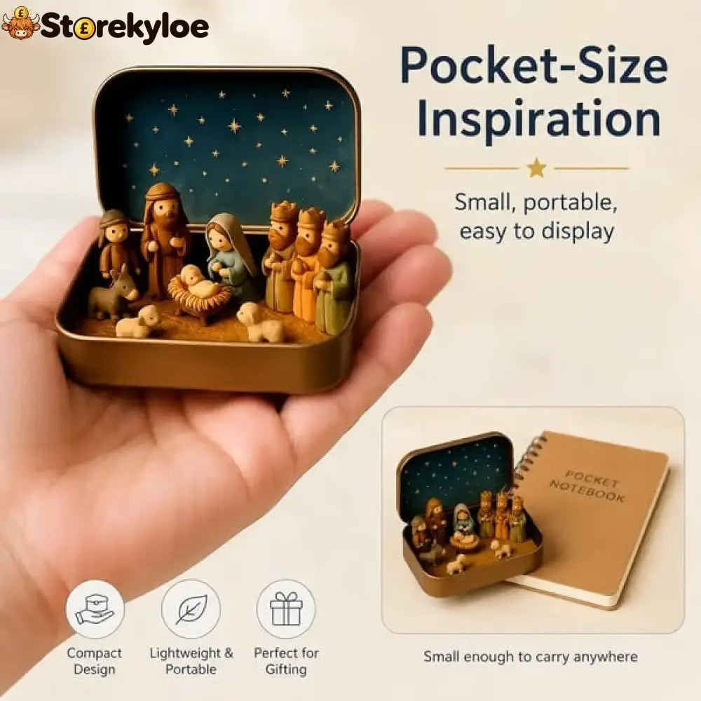 🔥Last Day 49% OFF - ✝️Religious Pocket-Size Mini Nativity Scene Set with Storage Box