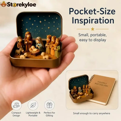 🔥Last Day 49% OFF - ✝️Religious Pocket-Size Mini Nativity Scene Set with Storage Box
