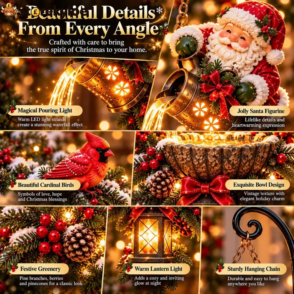 🔥Last Day 50% OFF-🎄 Santa’s Magical Light Pour – Cardinal Christmas Hanging Garden Lantern
