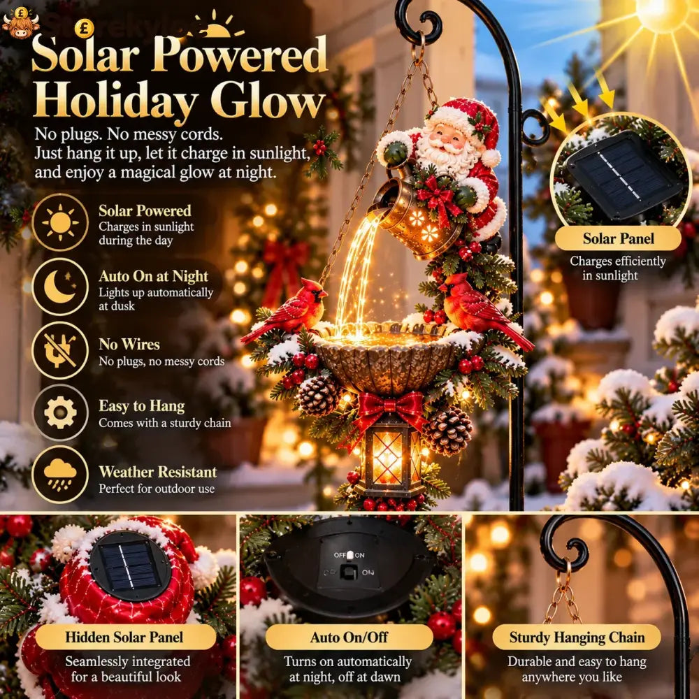 🔥Last Day 50% OFF-🎄 Santa’s Magical Light Pour – Cardinal Christmas Hanging Garden Lantern