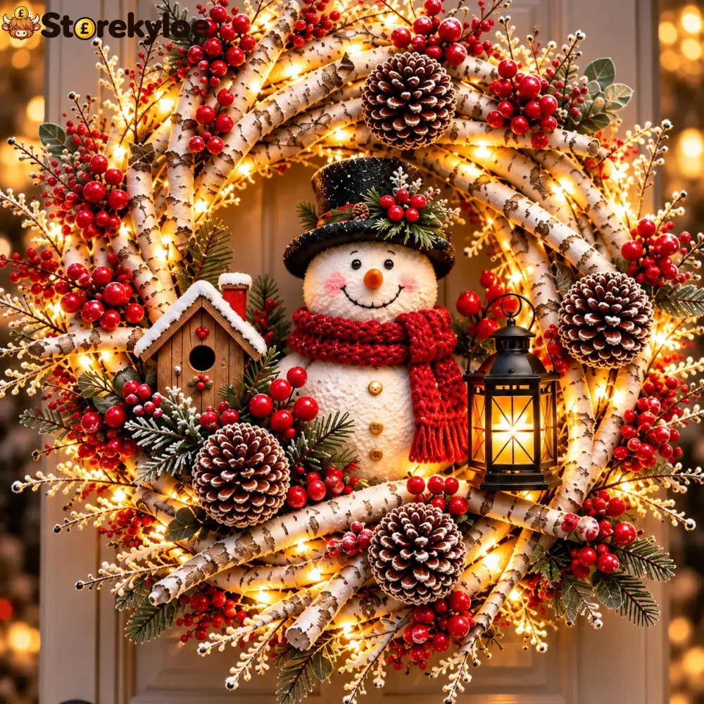 🔥 LAST DAY 49% OFF 🔥 Snowy Birch Cardinal Wreath™ – Lighted Christmas Door Wreath with Paired Red Cardinals Berries &