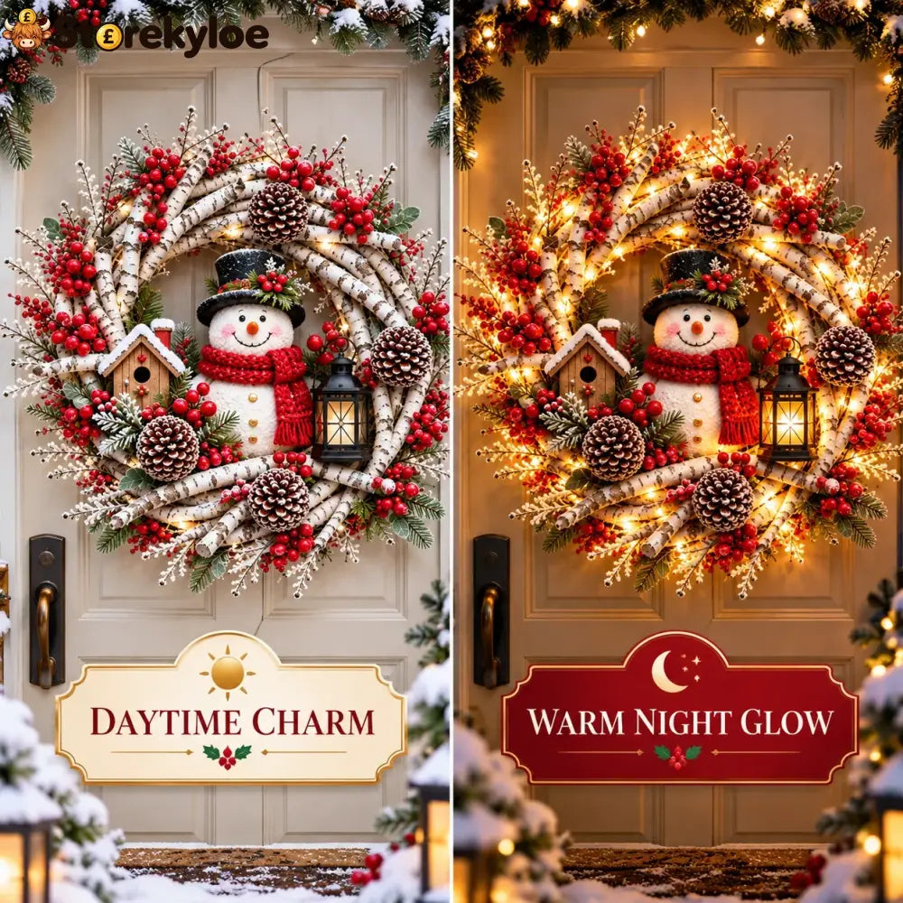 🔥 LAST DAY 49% OFF 🔥 Snowy Birch Cardinal Wreath™ – Lighted Christmas Door Wreath with Paired Red Cardinals Berries &