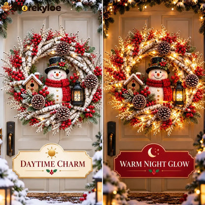 🔥 LAST DAY 49% OFF 🔥 Snowy Birch Cardinal Wreath™ – Lighted Christmas Door Wreath with Paired Red Cardinals Berries &