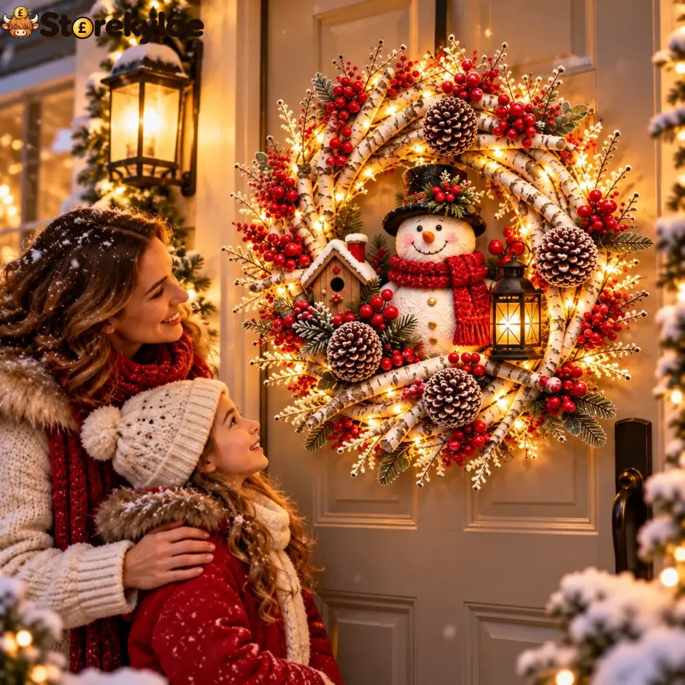 🔥 LAST DAY 49% OFF 🔥 Snowy Birch Cardinal Wreath™ – Lighted Christmas Door Wreath with Paired Red Cardinals Berries &