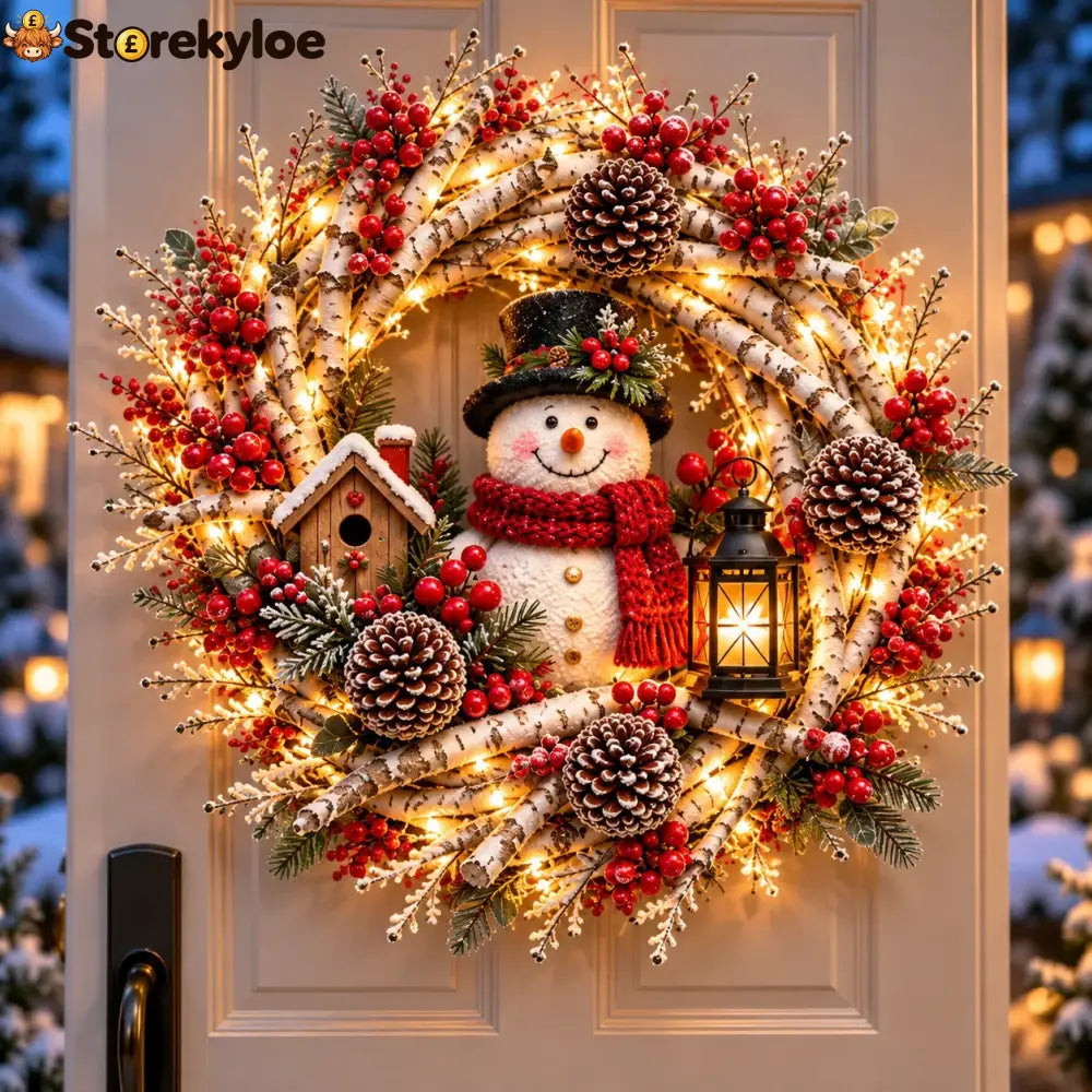 🔥 LAST DAY 49% OFF 🔥 Snowy Birch Cardinal Wreath™ – Lighted Christmas Door Wreath with Paired Red Cardinals Berries &