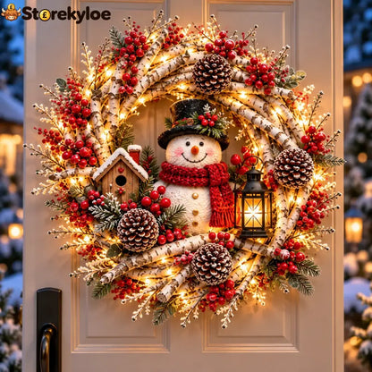 🔥 LAST DAY 49% OFF 🔥 Snowy Birch Cardinal Wreath™ – Lighted Christmas Door Wreath with Paired Red Cardinals Berries &