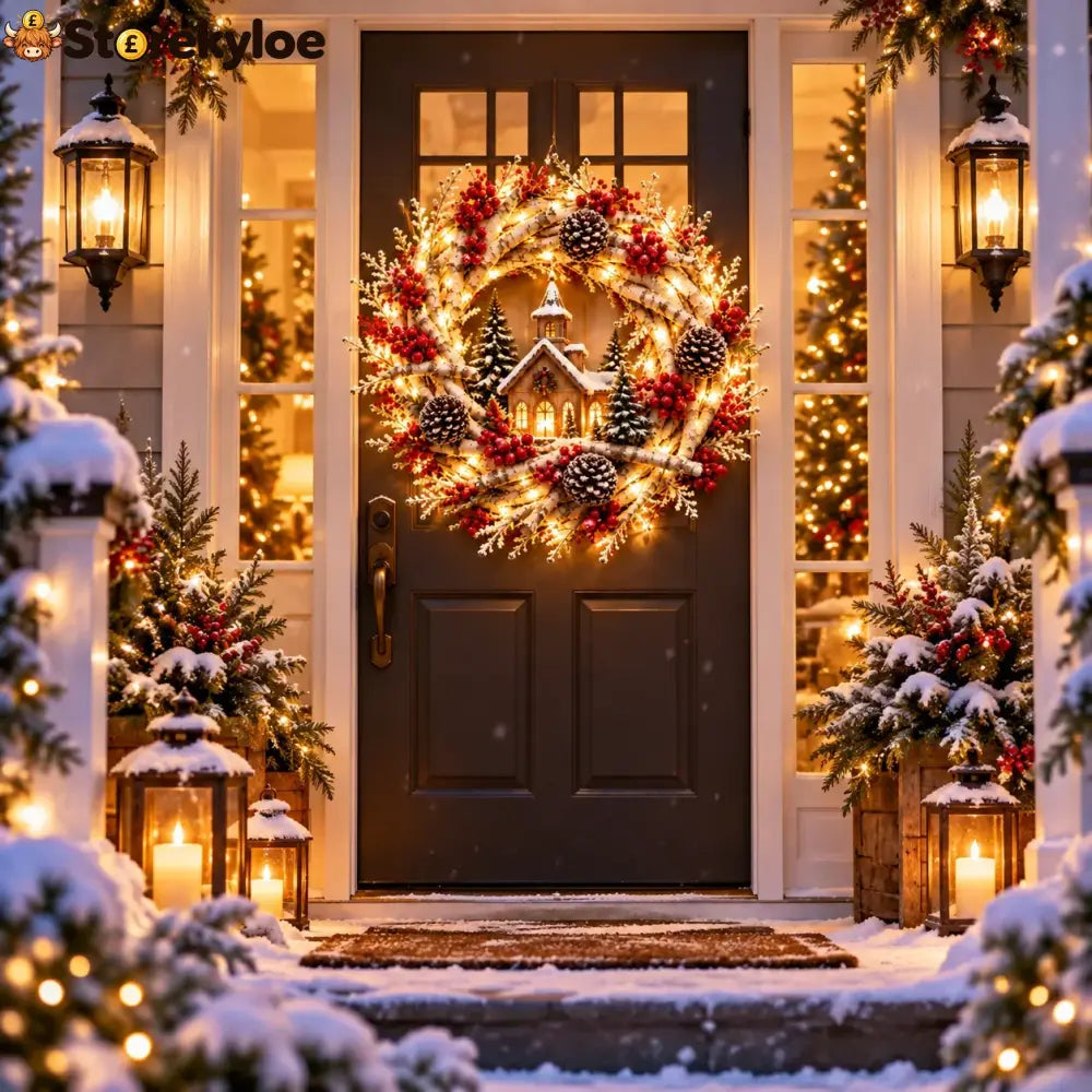 🔥 LAST DAY 49% OFF 🔥 Snowy Birch Cardinal Wreath™ – Lighted Christmas Door Wreath with Paired Red Cardinals Berries &