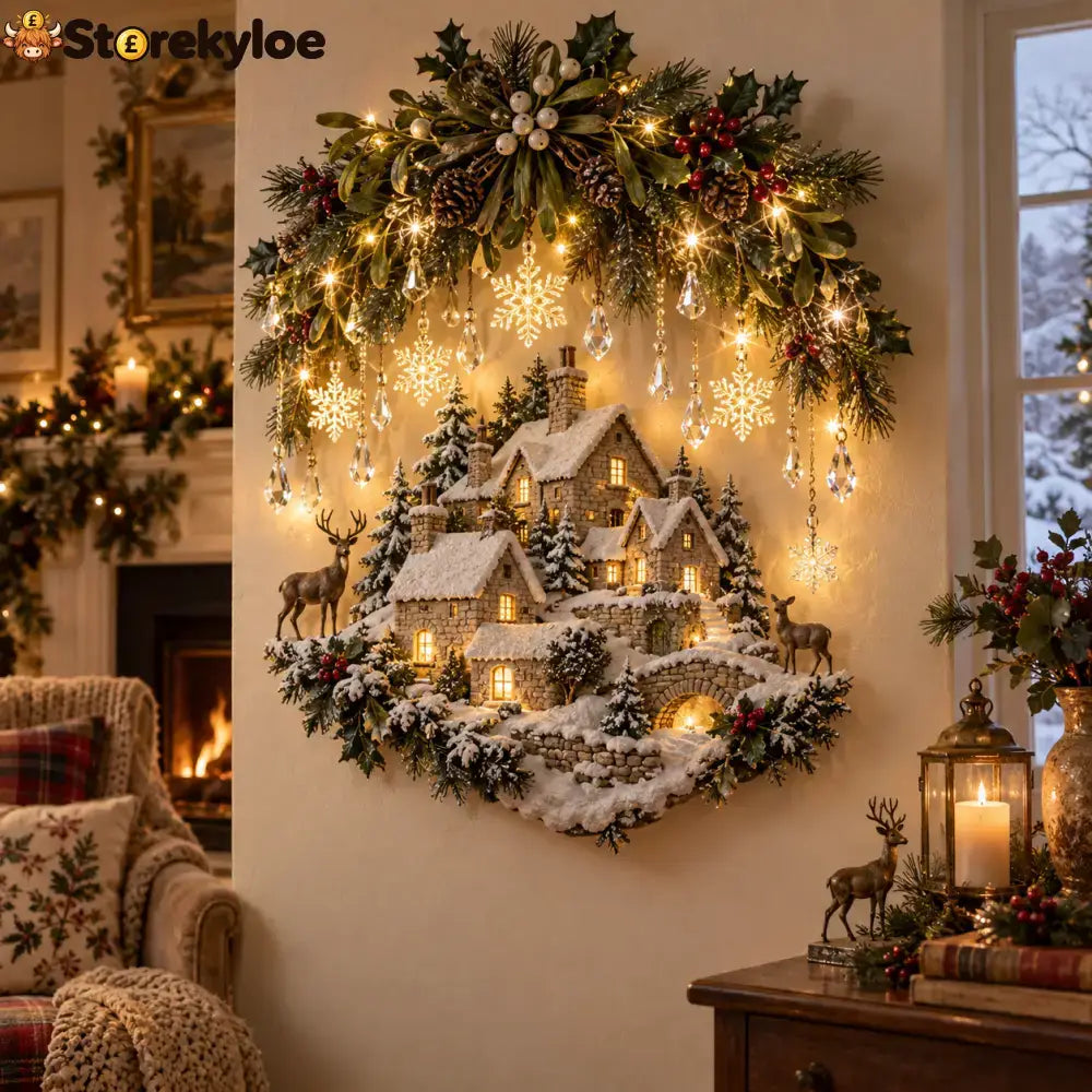 ✨last Day 49% Off✨snowy Village Glow Cascade™ – Lighted Winter Country Christmas Wall Decor✨
